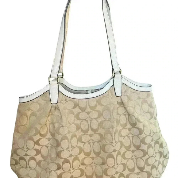 Coach Devin Light Beige Khaki Ivory satchel Handbag Purse. - Picture 5 of 13